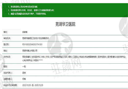 芜湖华卫口腔医院的资质认证