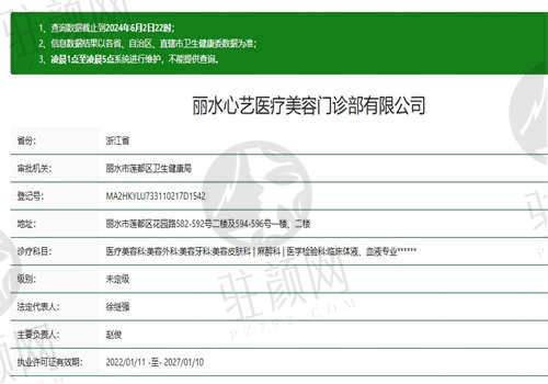 丽水心艺医疗美容门诊部是正规整形机构