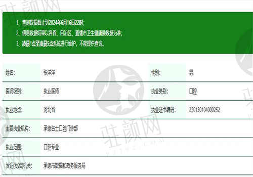 承德名士口腔门诊张洋洋医生怎么样