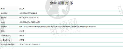 金华瑞丽整形门诊部资质