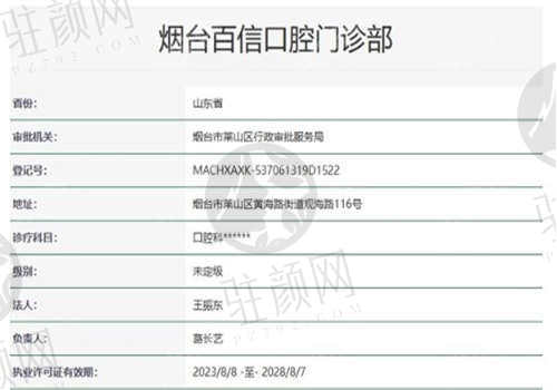 烟台百信口腔门诊部的医院资质