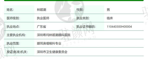 佛山希玛林顺潮眼科医院林顺潮医生怎么样