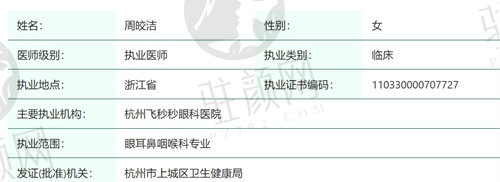 杭州飞秒秒眼科医院周皎洁医生怎么样