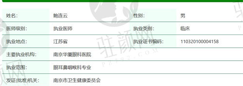 南京华厦眼科医院鲍连云医生简介