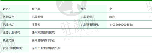 南通文慈眼科医院翟岱英医生简介