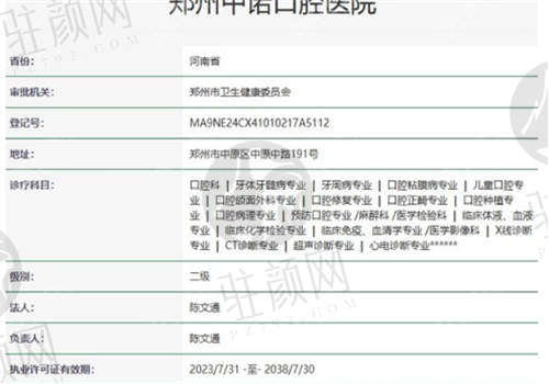 郑州中原区中诺口腔医院资质正规吗